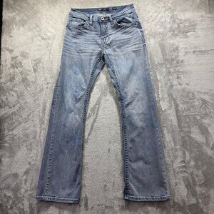 BKE Fulton Jeans Mens 30x32 Blue Light Wash Straight Leg Distressed Denim Pants